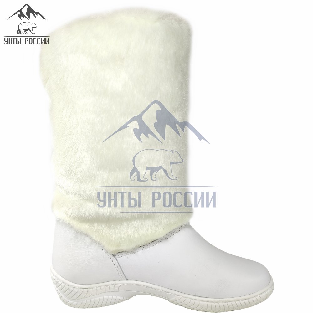 Унты женские натуральные кожаные белые «Айна» литая подошва